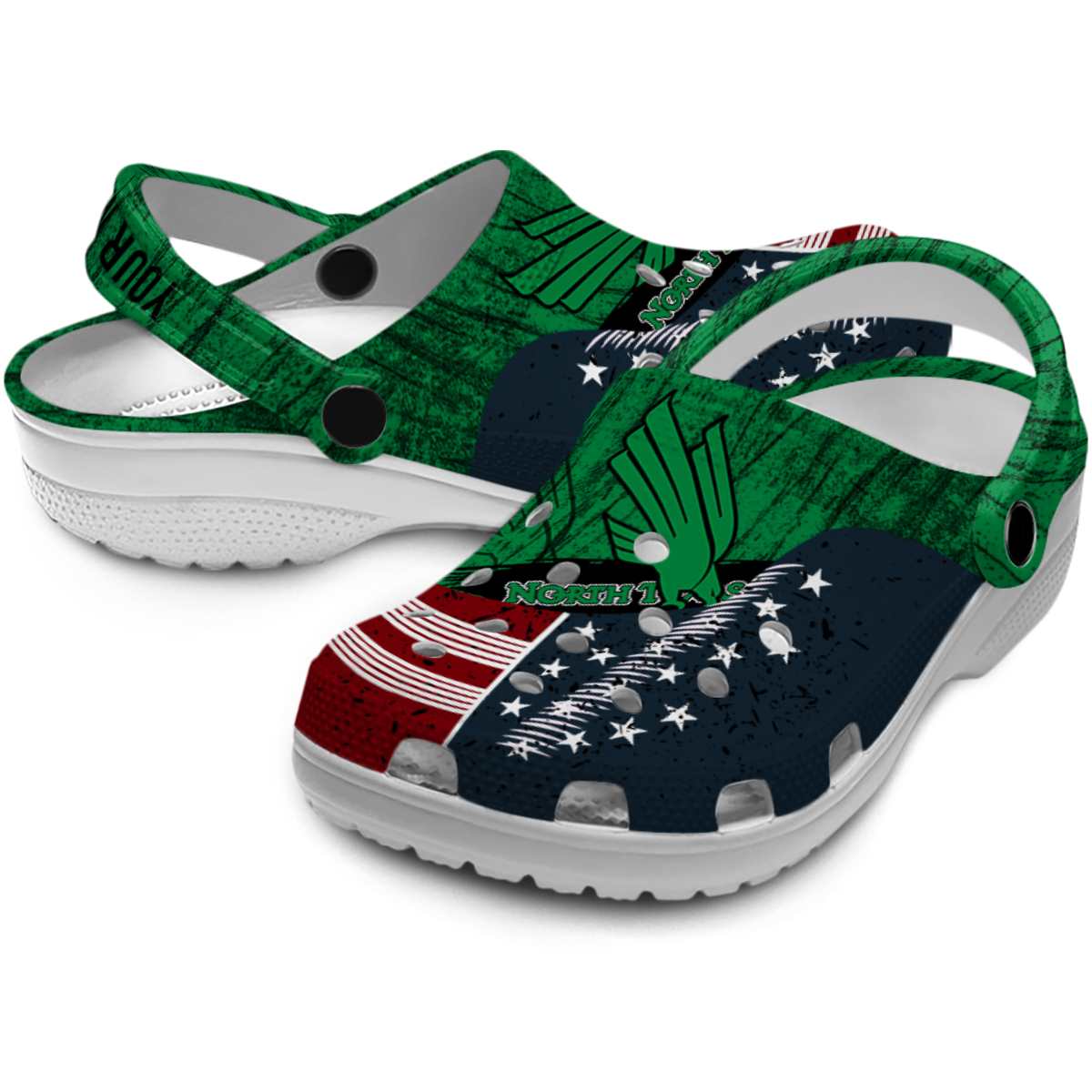 Merchidea North Texas Mean Green NCAA Sport Crocs Crocband Clogs Shoes Comfortable For Men Women and Kids