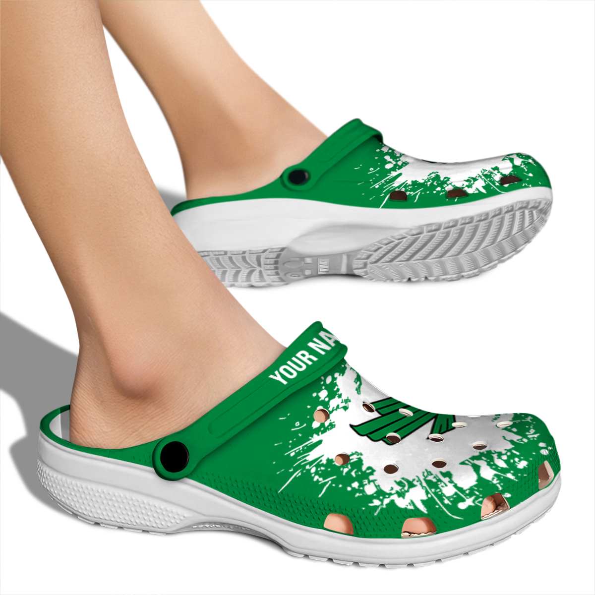 Merchidea North Texas Mean Green NCAA Sport Crocs Crocband Clogs Shoes Comfortable For Men Women and Kids