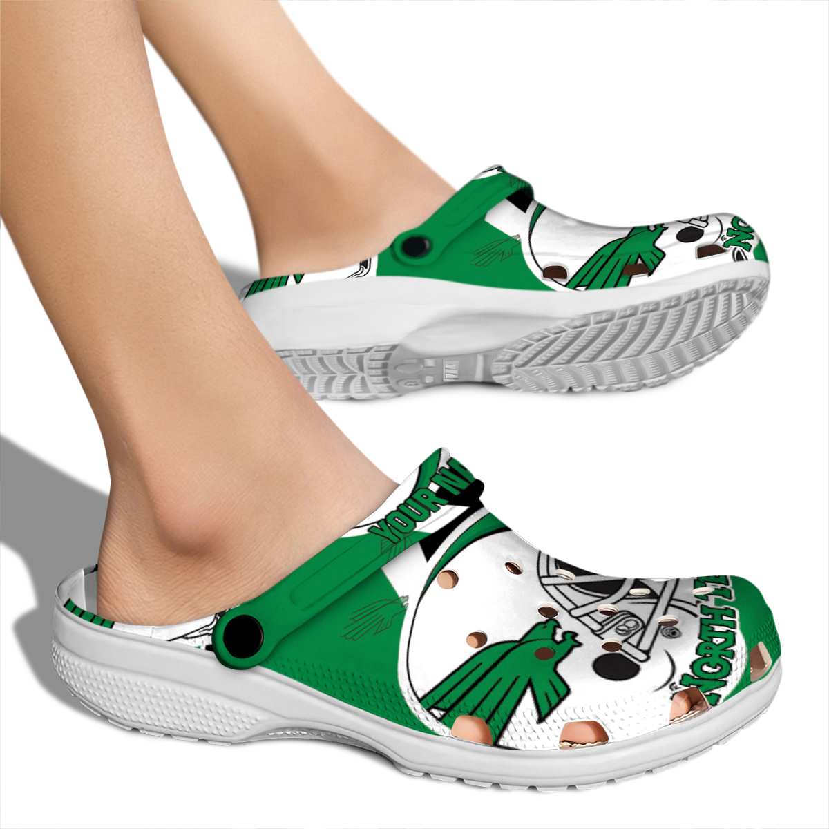 Merchidea North Texas Mean Green NCAA Sport Crocs Crocband Clogs Shoes Comfortable For Men Women and Kids