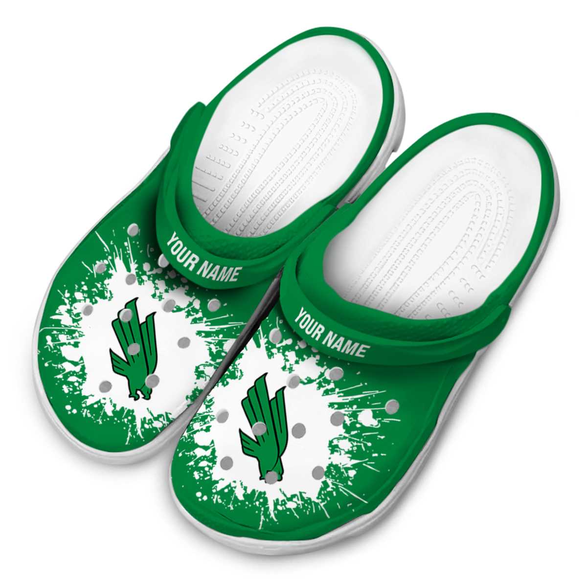 Merchidea North Texas Mean Green NCAA Sport Crocs Crocband Clogs Shoes Comfortable For Men Women and Kids