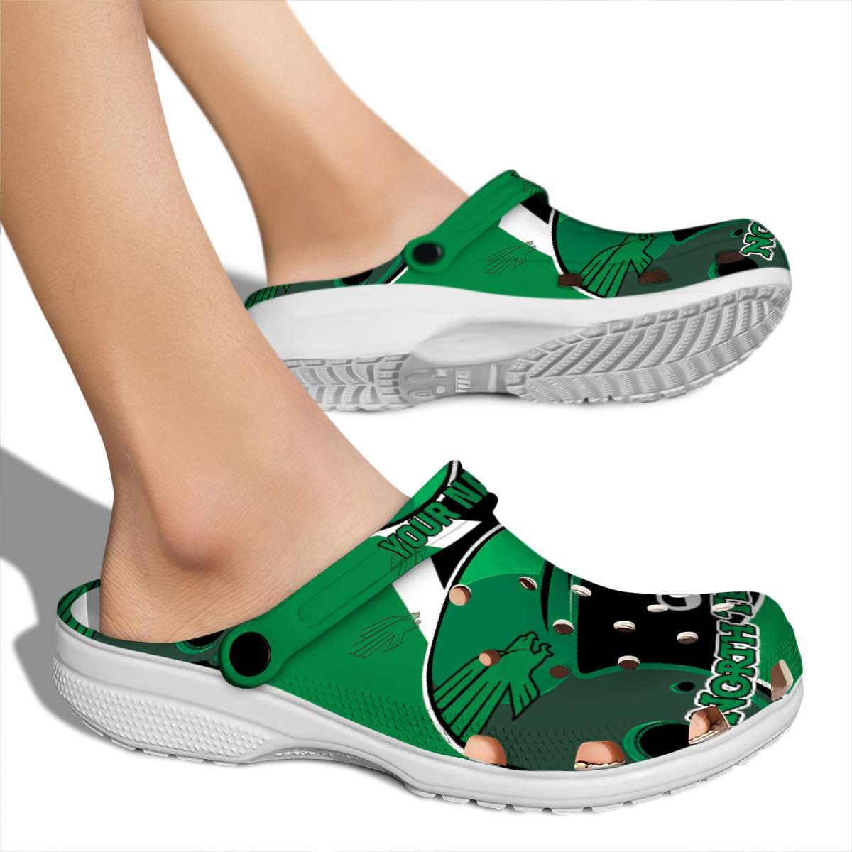 Merchidea North Texas Mean Green NCAA Sport Crocs Crocband Clogs Shoes Comfortable For Men Women and Kids
