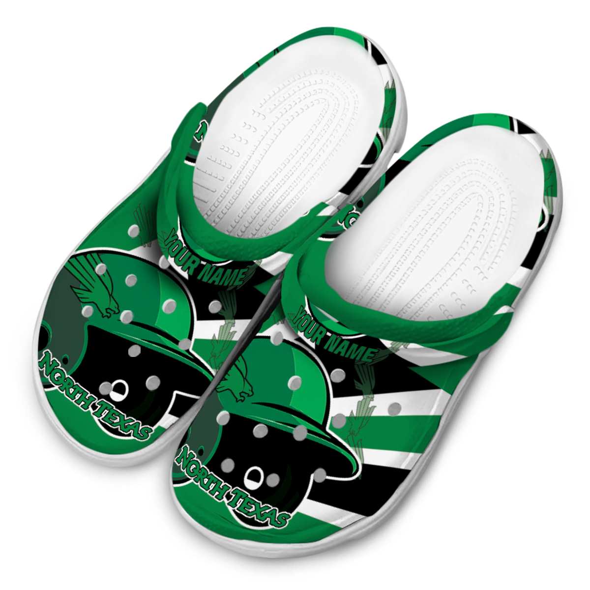 Merchidea North Texas Mean Green NCAA Sport Crocs Crocband Clogs Shoes Comfortable For Men Women and Kids