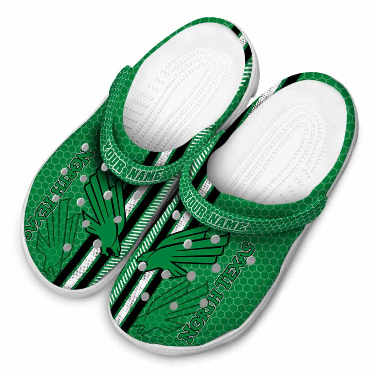 Merchidea North Texas Mean Green NCAA Sport Crocs Crocband Clogs Shoes Comfortable For Men Women and Kids
