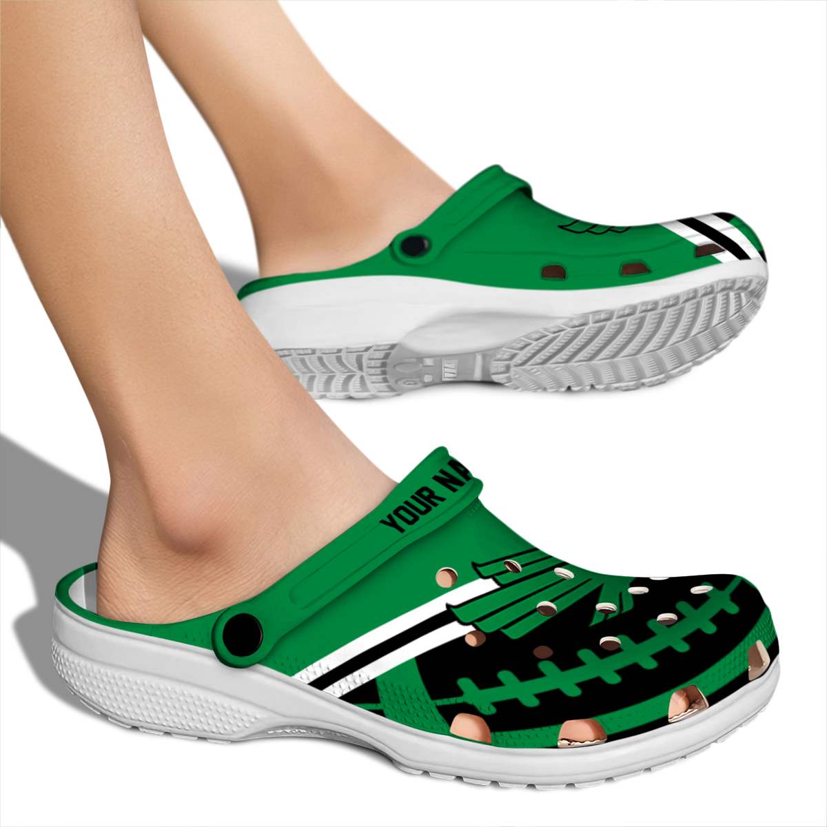 Merchidea North Texas Mean Green NCAA Sport Crocs Crocband Clogs Shoes Comfortable For Men Women and Kids
