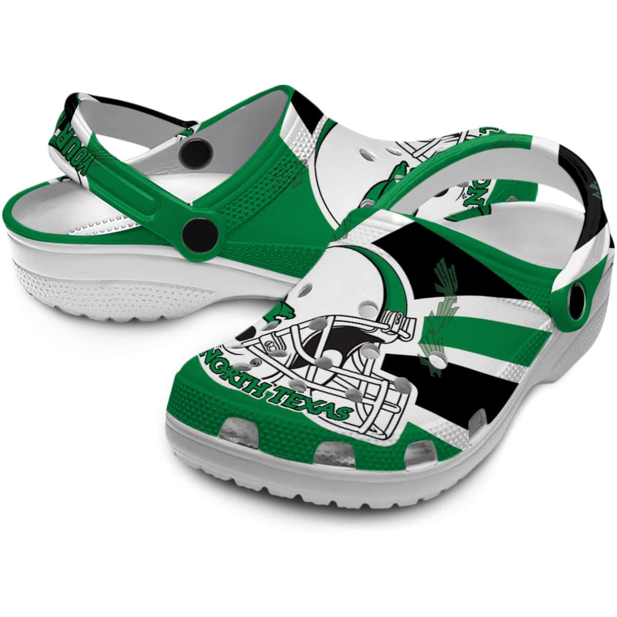 Merchidea North Texas Mean Green NCAA Sport Crocs Crocband Clogs Shoes Comfortable For Men Women and Kids