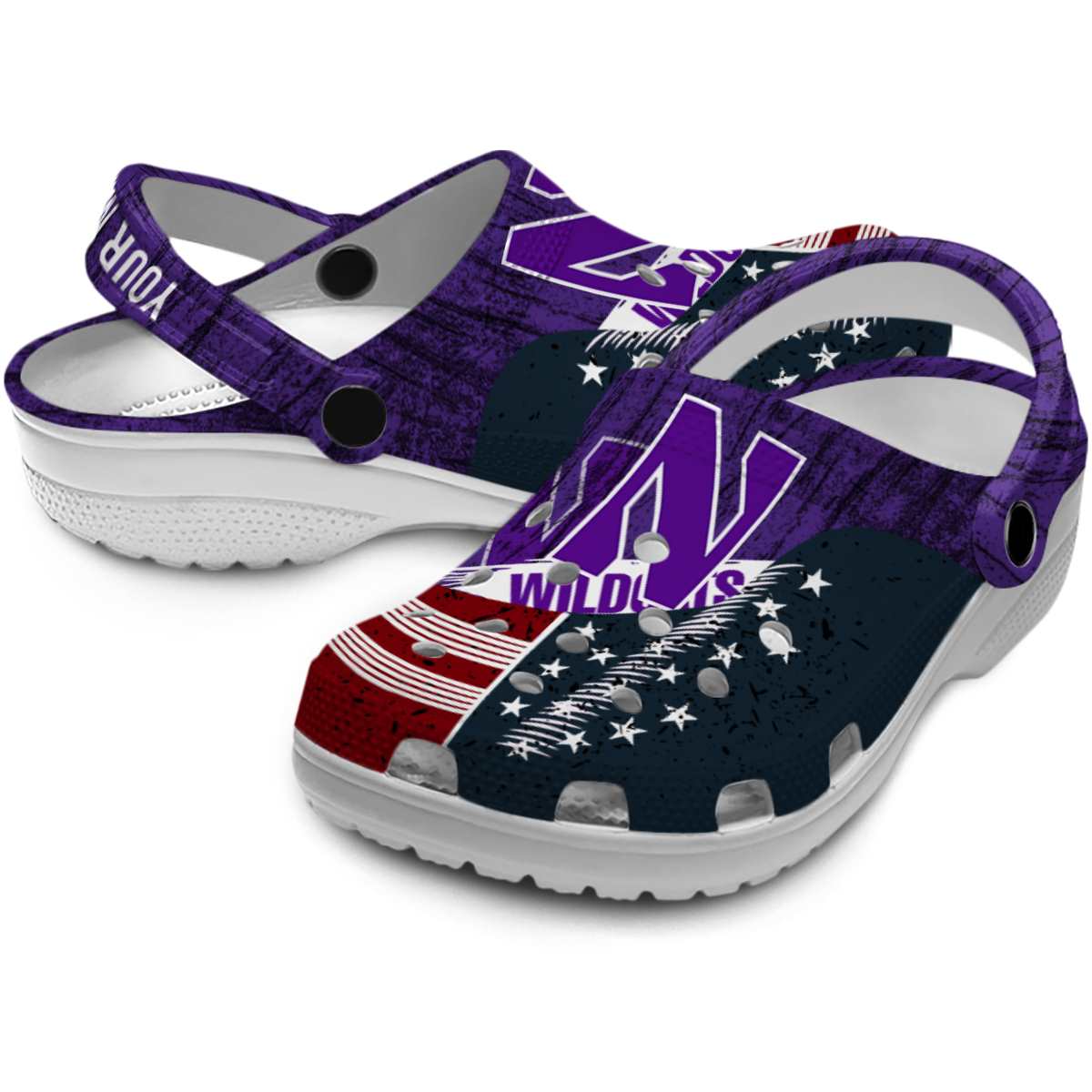 Merchidea Northwestern Wildcats NCAA Sport Crocs Crocband Clogs Shoes Comfortable For Men Women and Kids