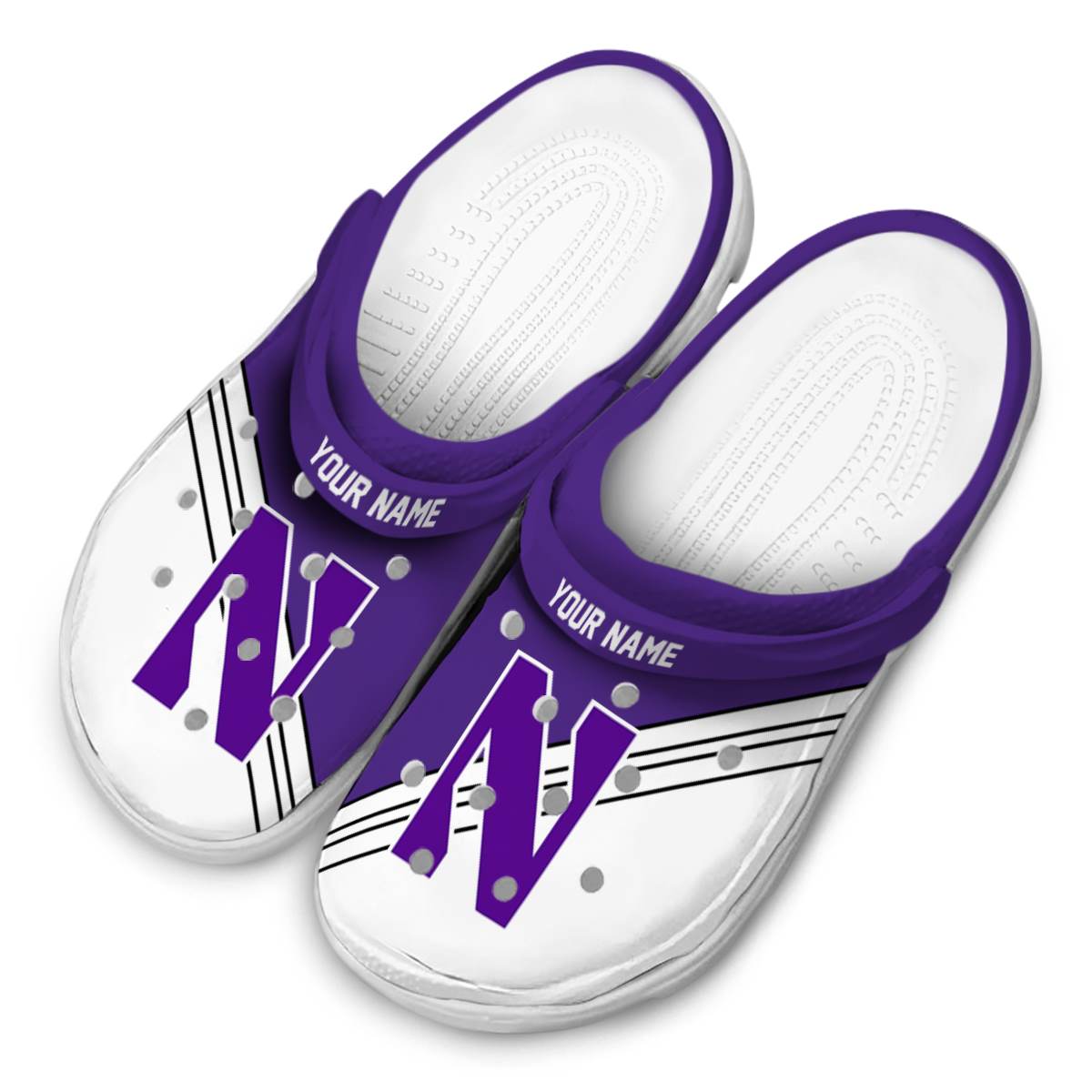 Merchidea Northwestern Wildcats NCAA Sport Crocs Crocband Clogs Shoes Comfortable For Men Women and Kids