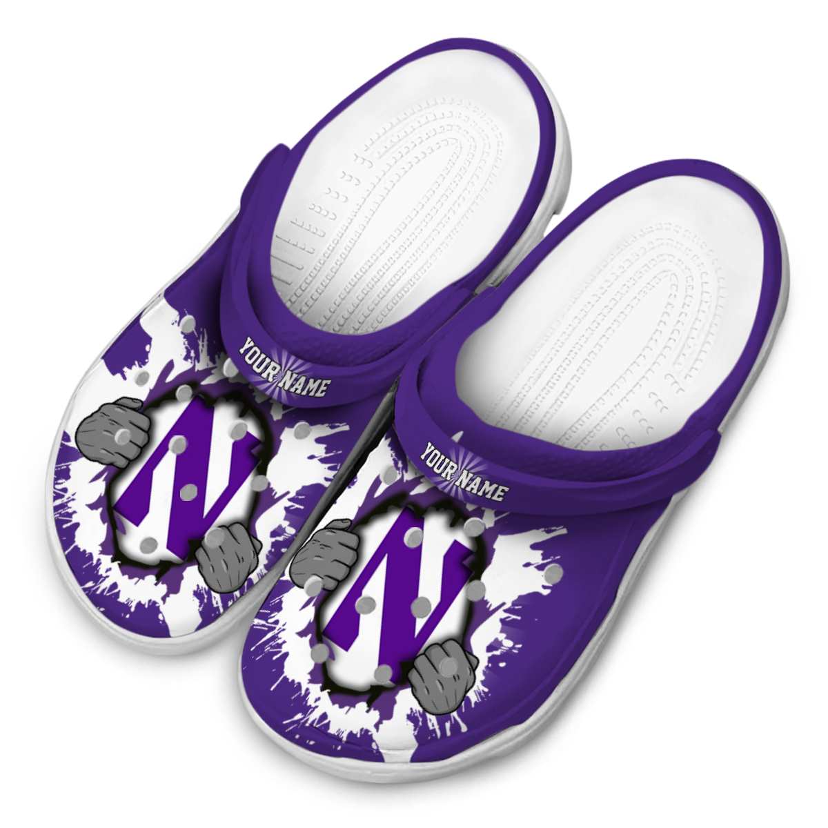 Merchidea Northwestern Wildcats NCAA Sport Crocs Crocband Clogs Shoes Comfortable For Men Women and Kids