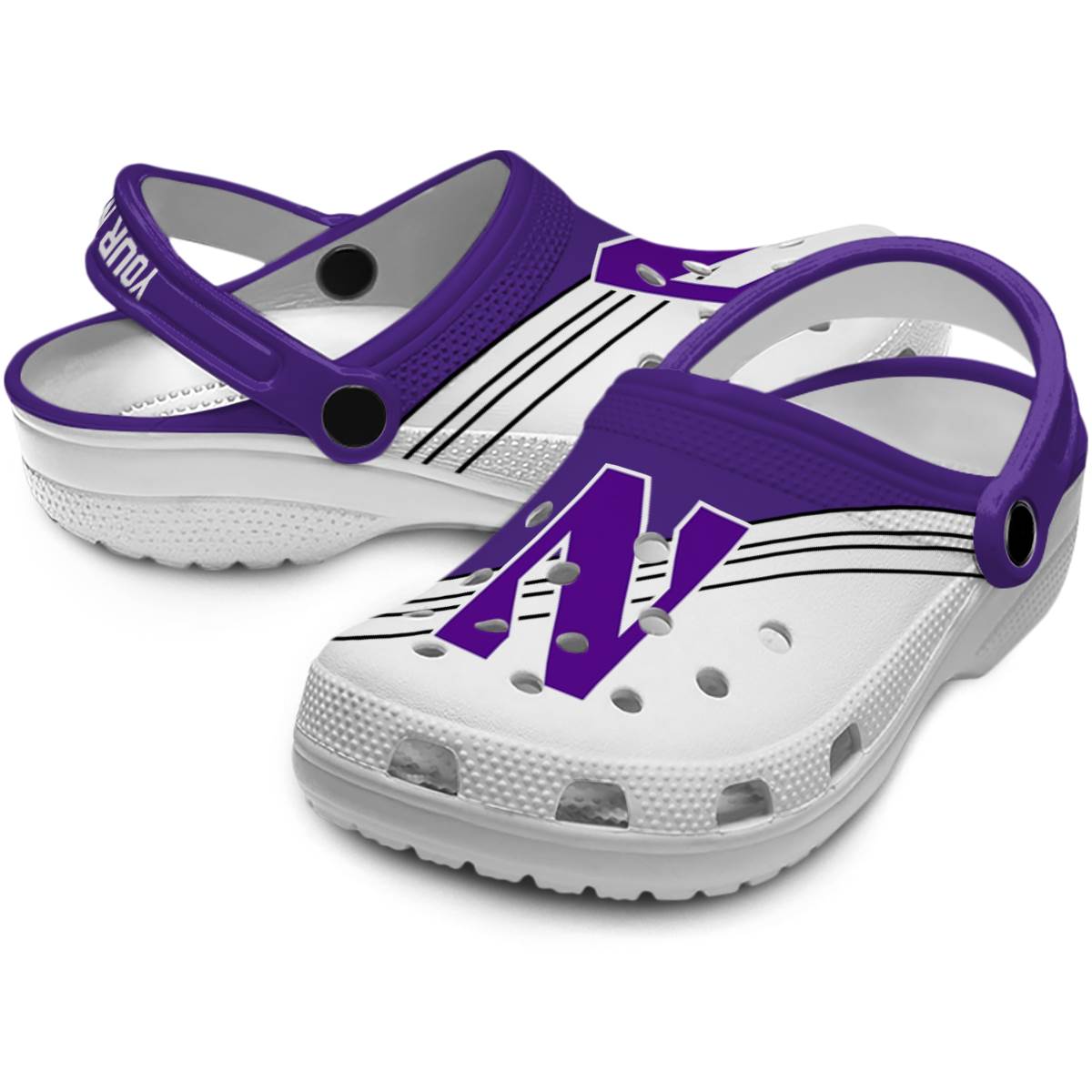 Merchidea Northwestern Wildcats NCAA Sport Crocs Crocband Clogs Shoes Comfortable For Men Women and Kids
