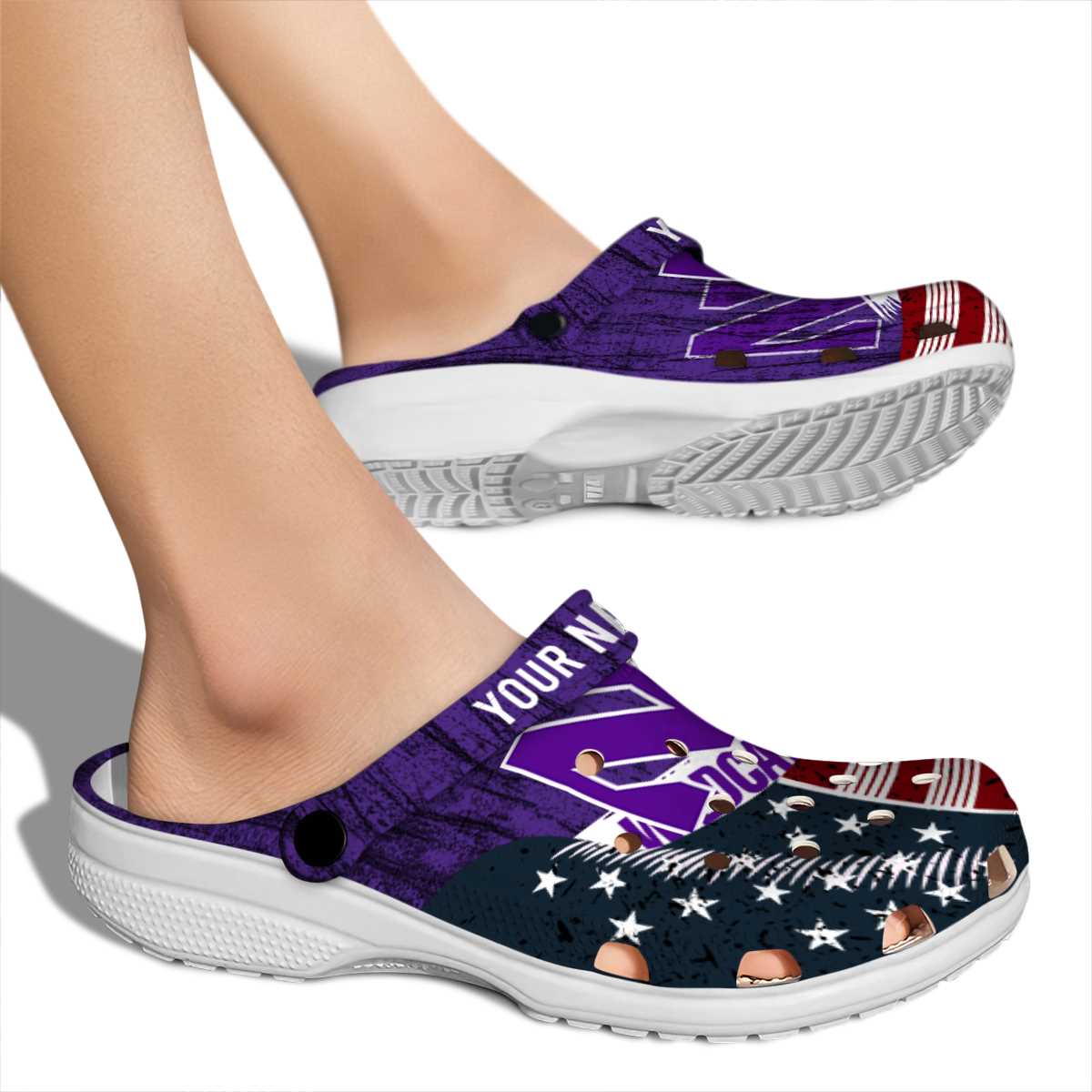 Merchidea Northwestern Wildcats NCAA Sport Crocs Crocband Clogs Shoes Comfortable For Men Women and Kids