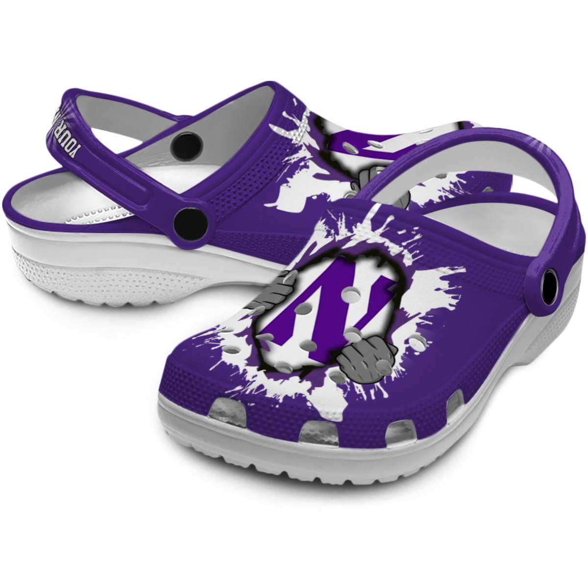 Merchidea Northwestern Wildcats NCAA Sport Crocs Crocband Clogs Shoes Comfortable For Men Women and Kids