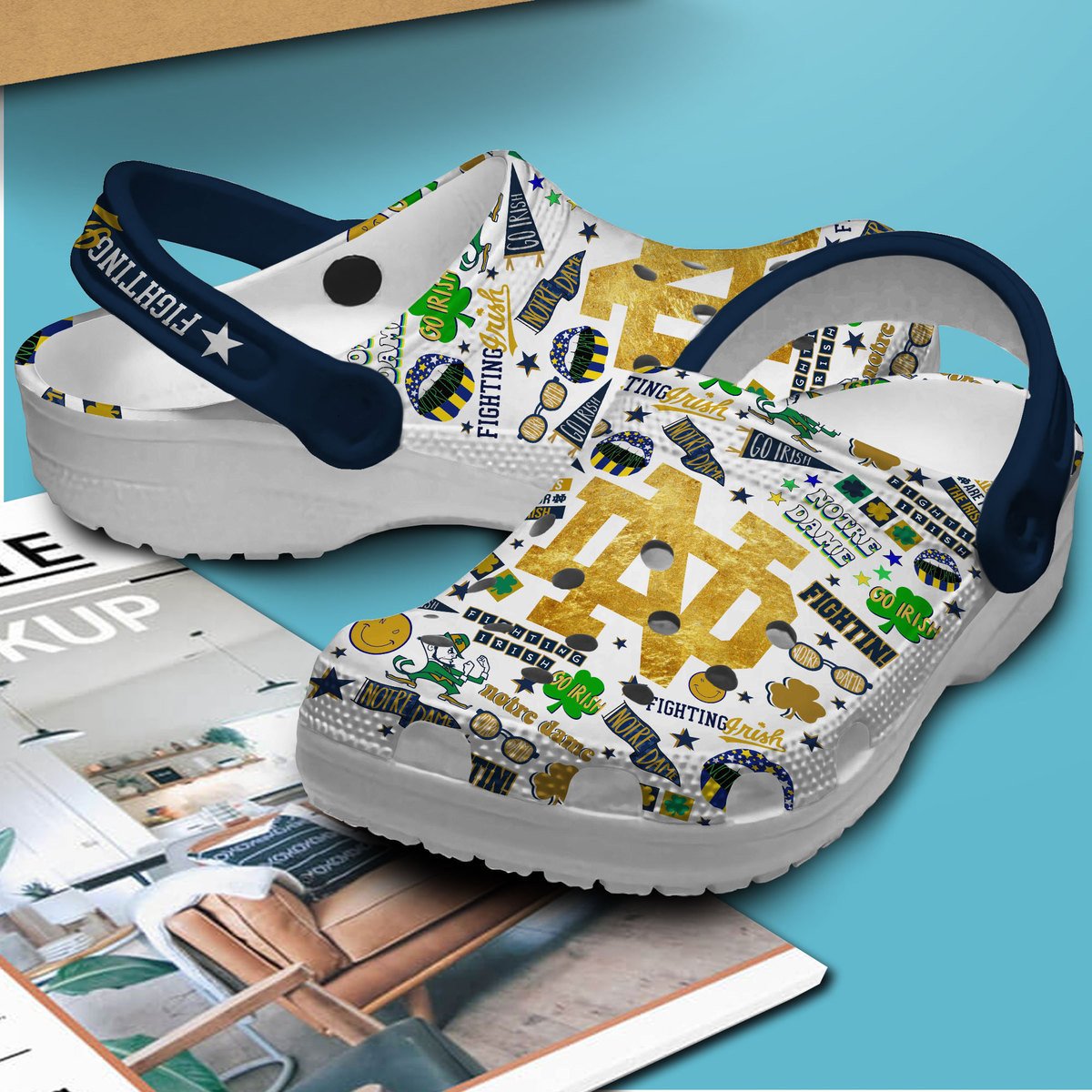 Merchidea Notre Dame Fighting Irish NCAA Sport Crocs Crocband Clogs Shoes Comfortable For Men Women and Kids