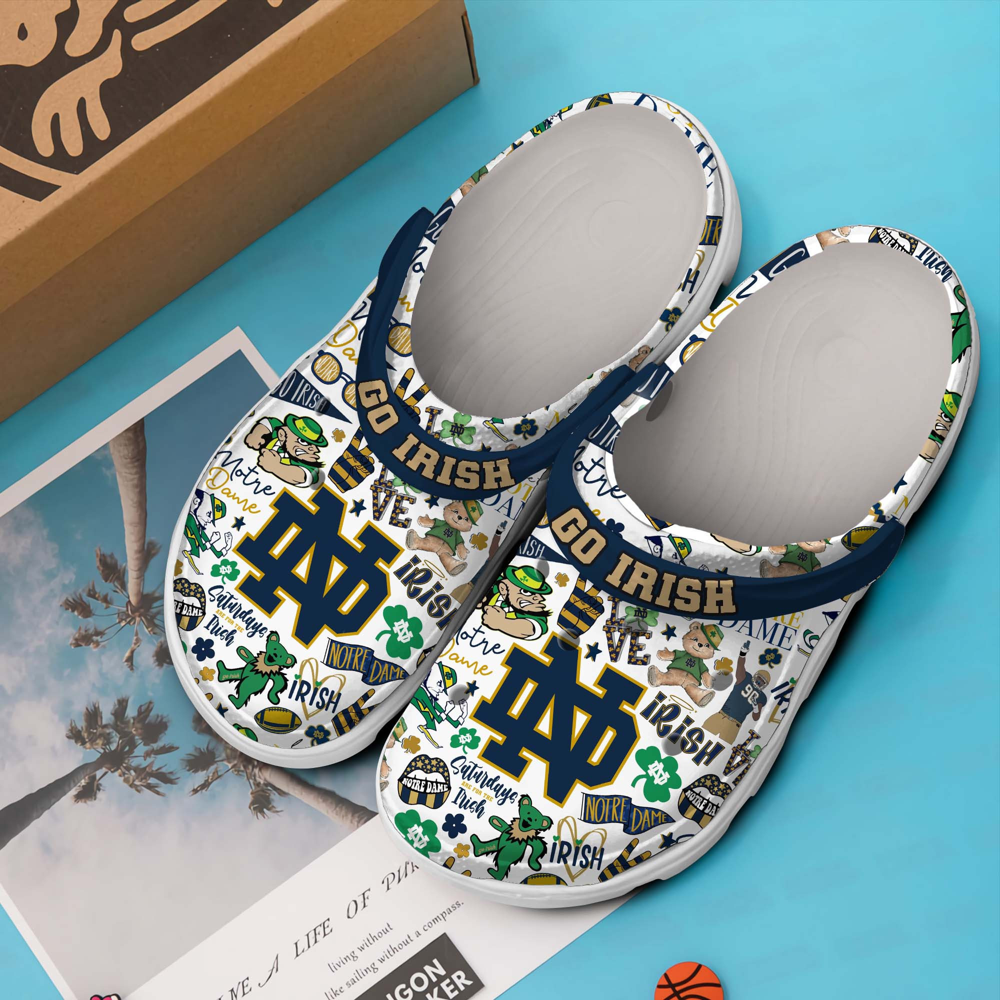 Merchidea Notre Dame Fighting Irish NCAA Sport Crocs Crocband Clogs Shoes Comfortable For Men Women and Kids