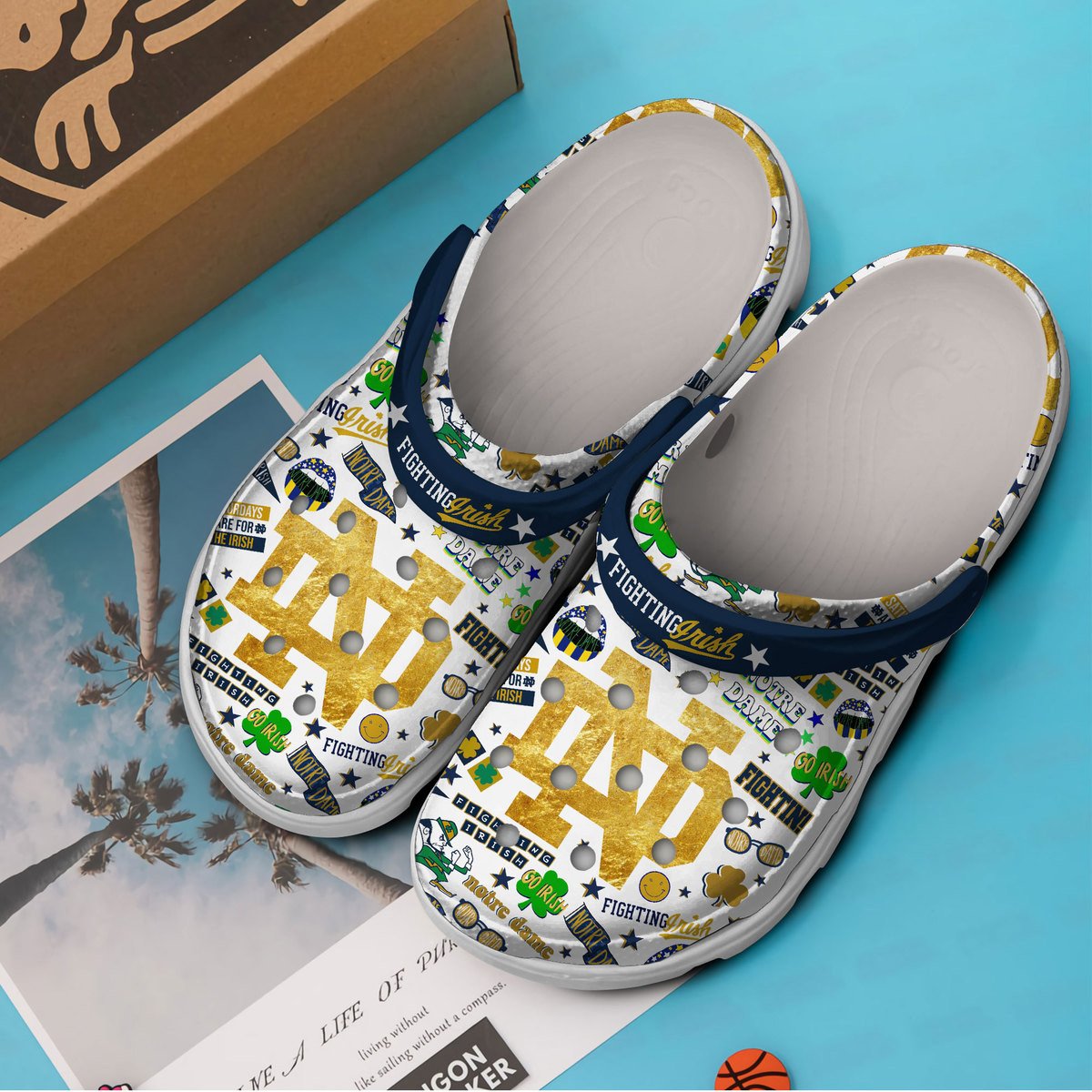 Merchidea Notre Dame Fighting Irish NCAA Sport Crocs Crocband Clogs Shoes Comfortable For Men Women and Kids