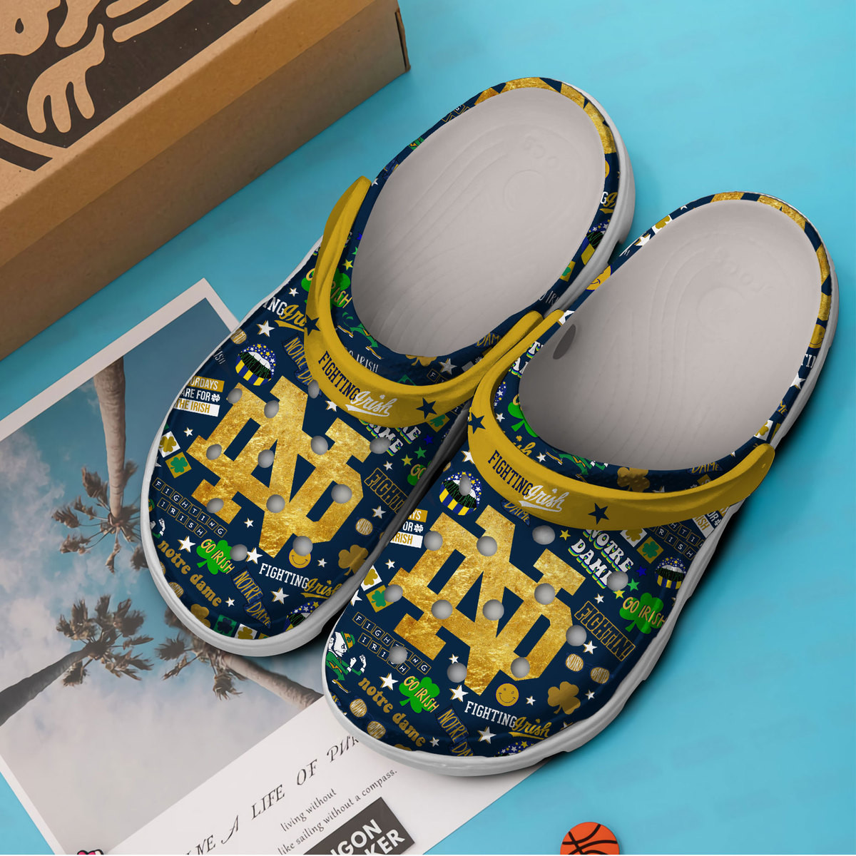 Merchidea Notre Dame Fighting Irish NCAA Sport Crocs Crocband Clogs Shoes Comfortable For Men Women and Kids