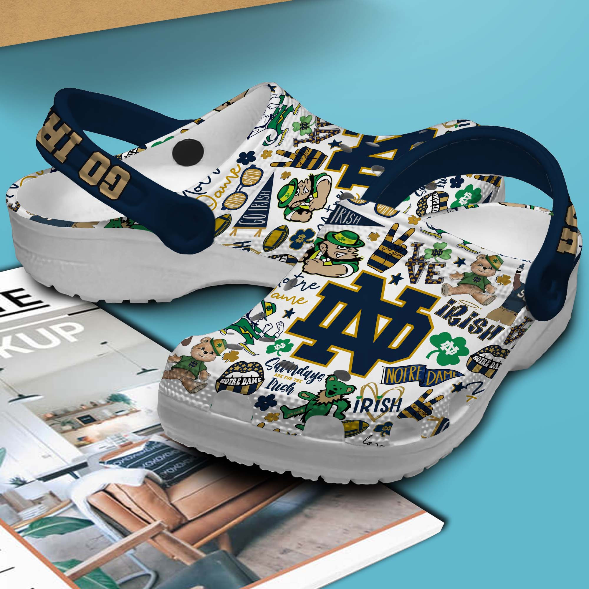 Merchidea Notre Dame Fighting Irish NCAA Sport Crocs Crocband Clogs Shoes Comfortable For Men Women and Kids