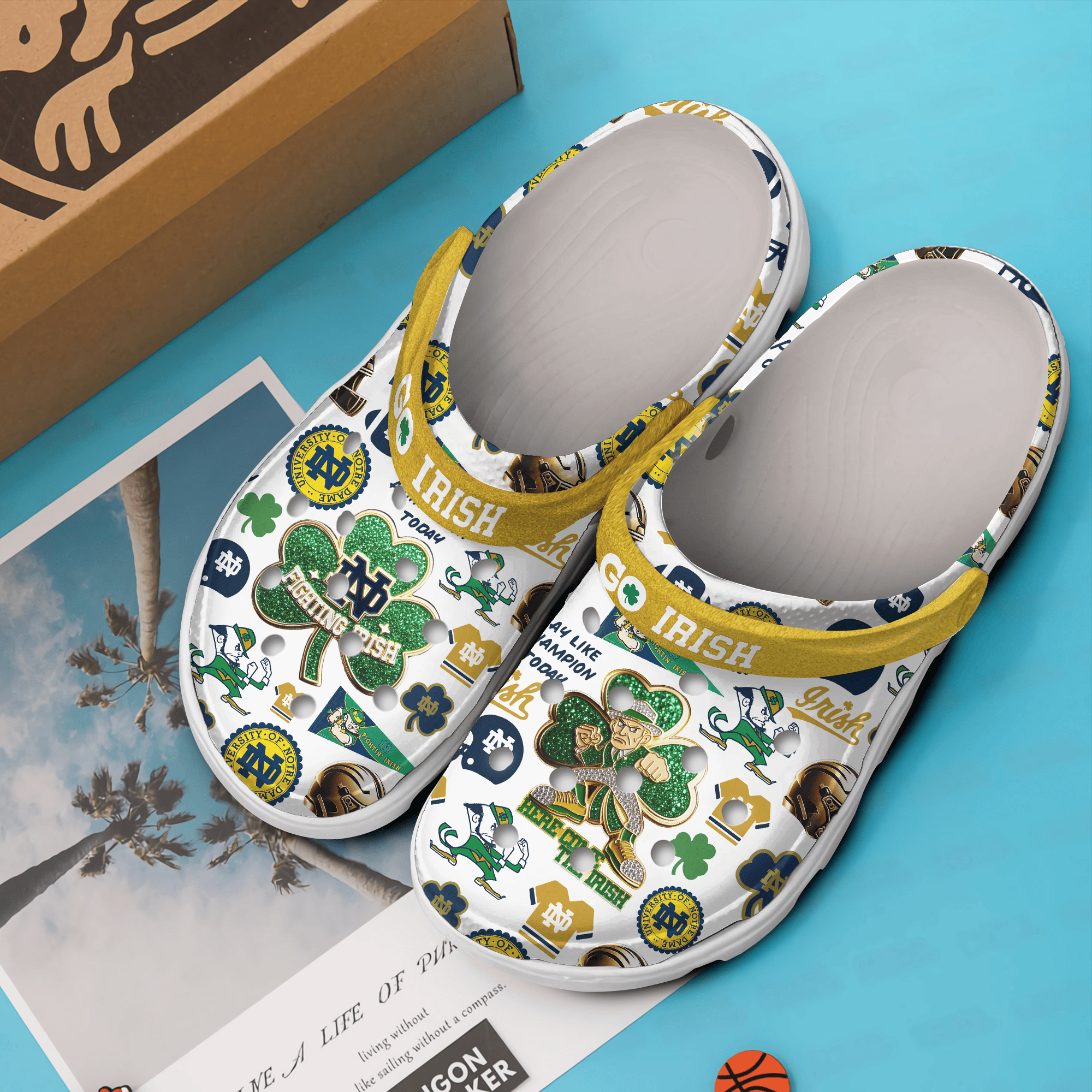 Merchidea Notre Dame Fighting Irish NCAA Sport Crocs Crocband Clogs Shoes Comfortable For Men Women and Kids