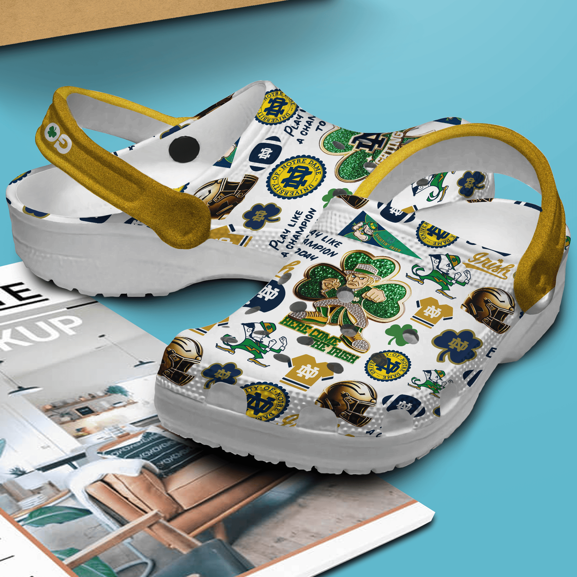 Merchidea Notre Dame Fighting Irish NCAA Sport Crocs Crocband Clogs Shoes Comfortable For Men Women and Kids