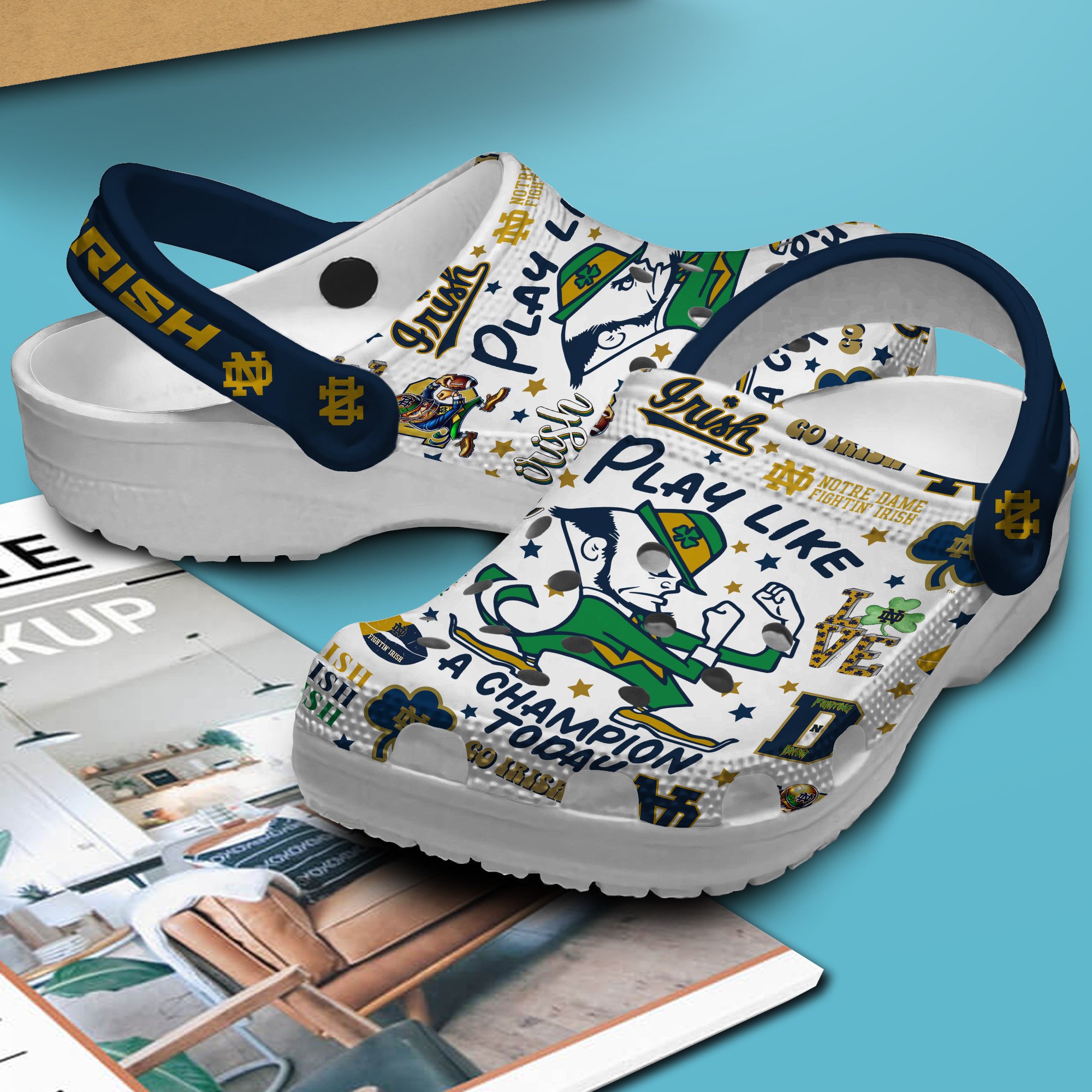 Merchidea Notre Dame Fighting Irish NCAA Sport Crocs Crocband Clogs Shoes Comfortable For Men Women and Kids