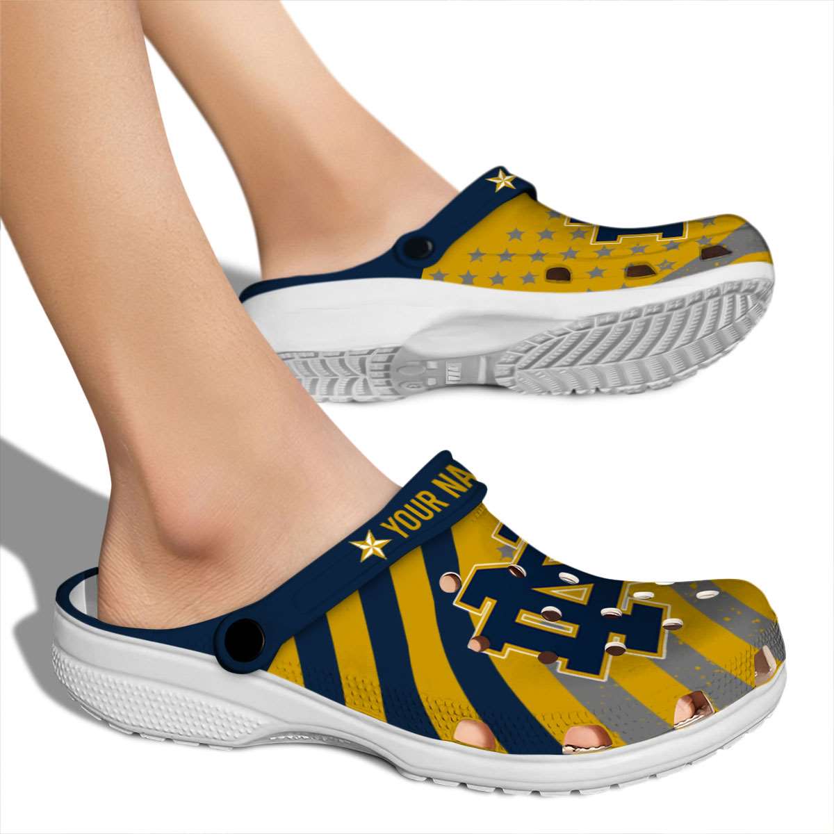 Merchidea Notre Dame Fighting Irish NCAA Sport Crocs Crocband Clogs Shoes Comfortable For Men Women and Kids