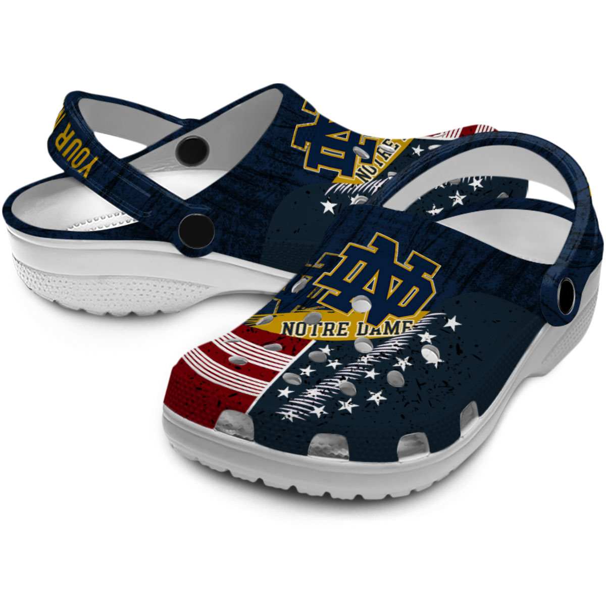 Merchidea Notre Dame Fighting Irish NCAA Sport Crocs Crocband Clogs Shoes Comfortable For Men Women and Kids