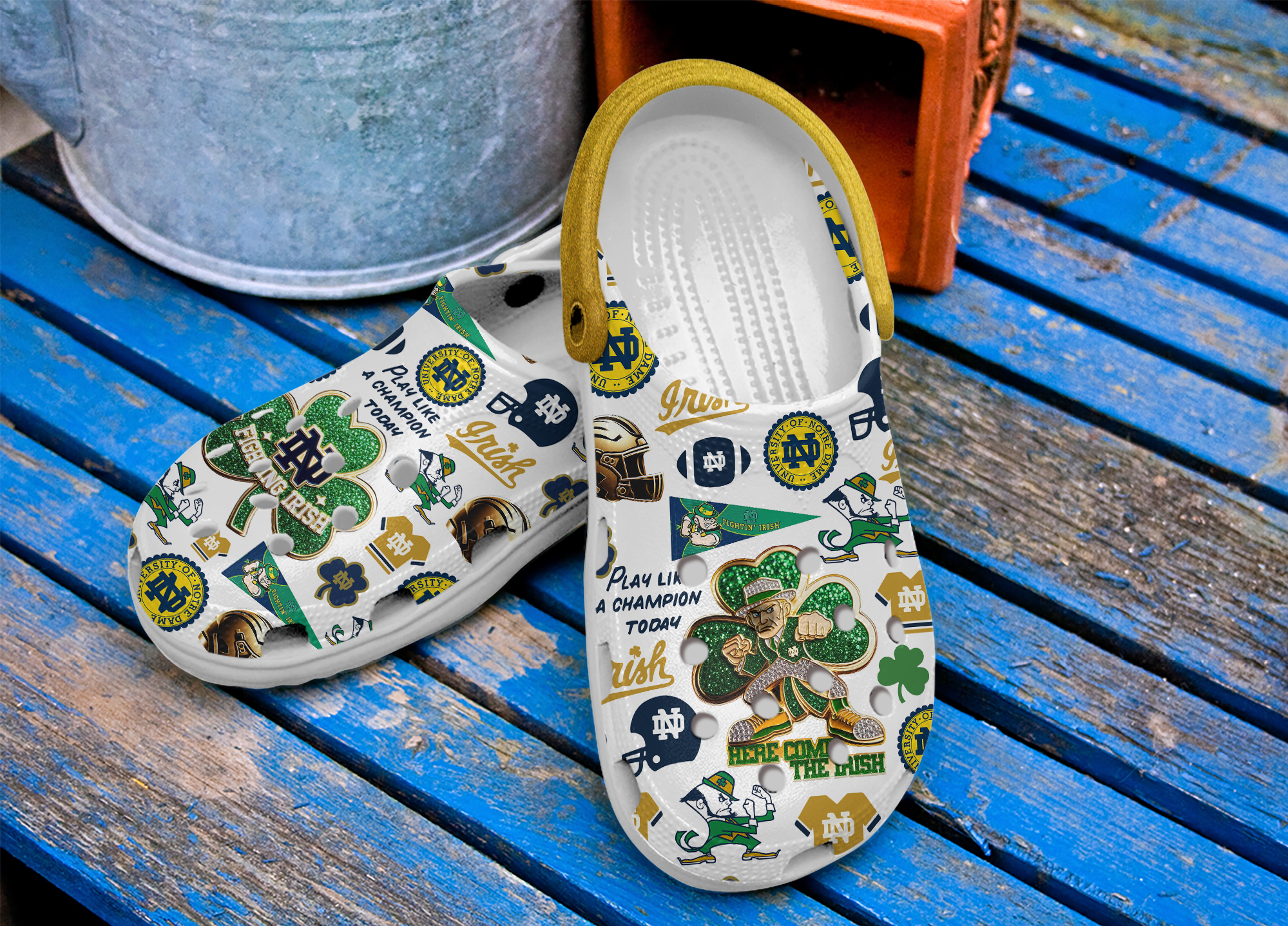 Merchidea Notre Dame Fighting Irish NCAA Sport Crocs Crocband Clogs Shoes Comfortable For Men Women and Kids
