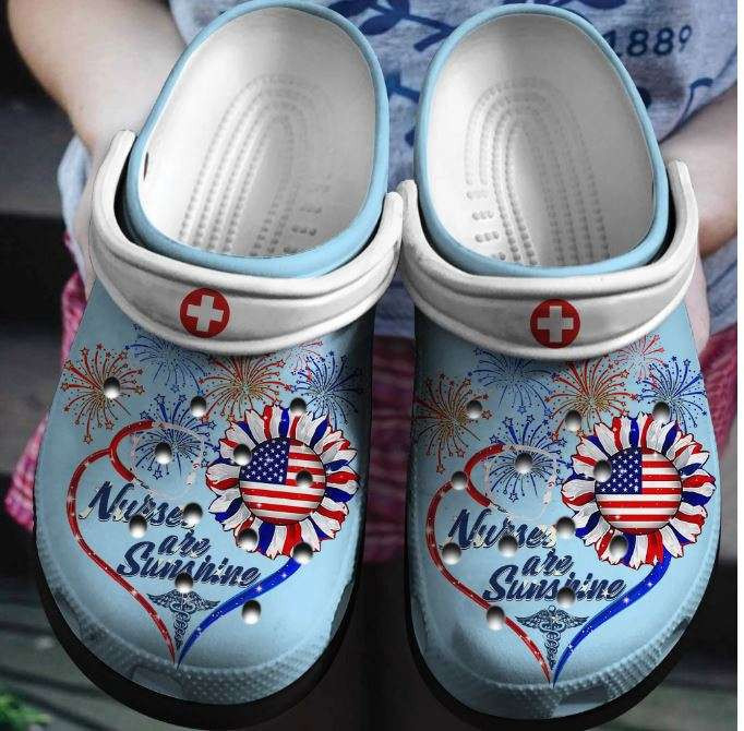 Merchidea Nurse Fireworks Sunflower 4Th Of July Crocband Clogs