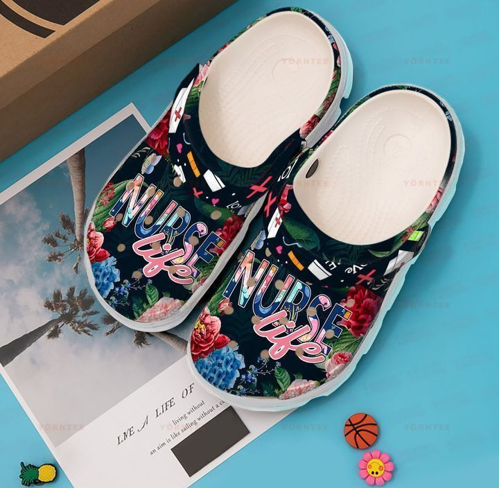Merchidea Nurse Floral Life Gift For Lover Rubber clog Shoes Comfy Footwear