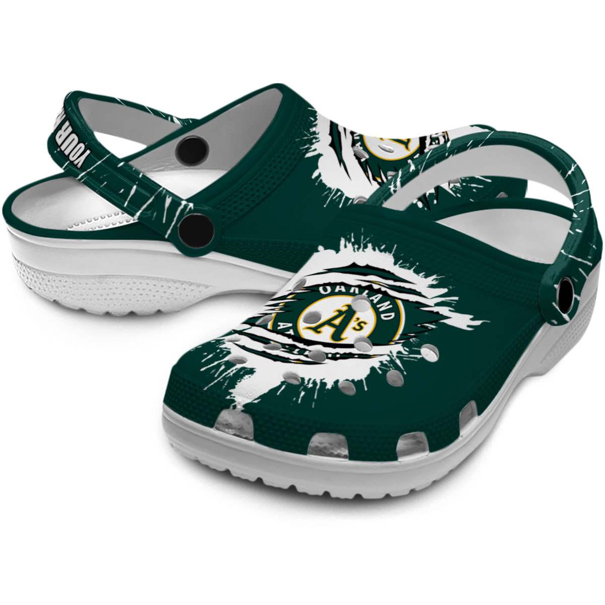 Merchidea Oakland Athletics MLB Sport Crocs Crocband Clogs Shoes Comfortable For Men Women and Kids