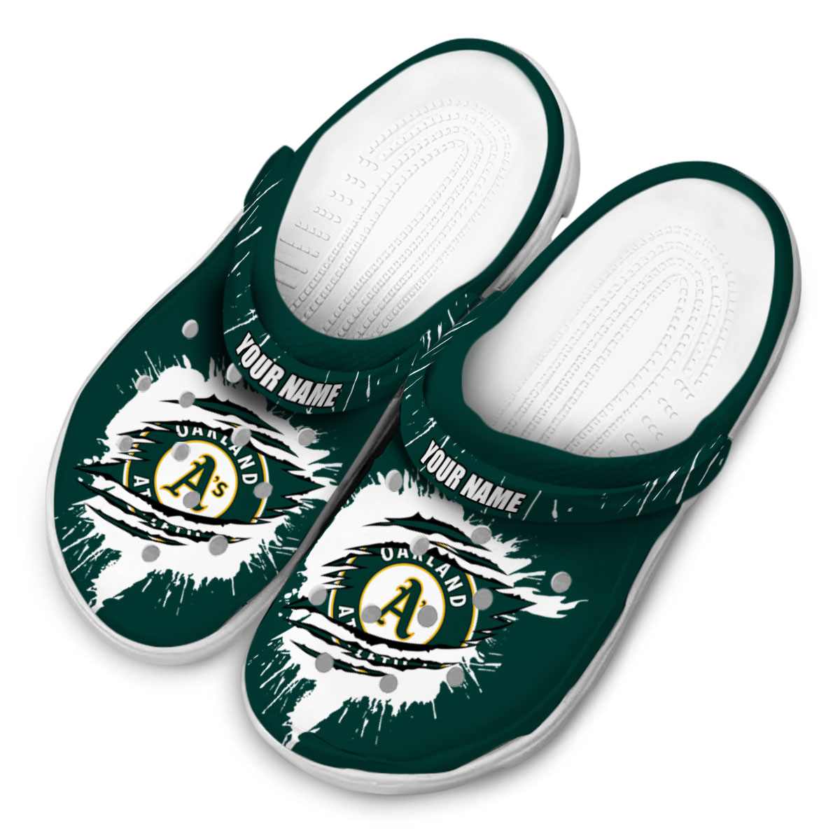 Merchidea Oakland Athletics MLB Sport Crocs Crocband Clogs Shoes Comfortable For Men Women and Kids