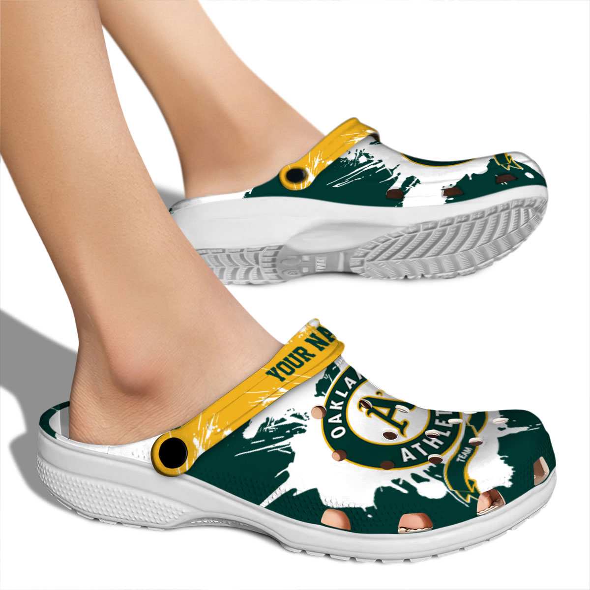 Merchidea Oakland Athletics MLB Sport Crocs Crocband Clogs Shoes Comfortable For Men Women and Kids