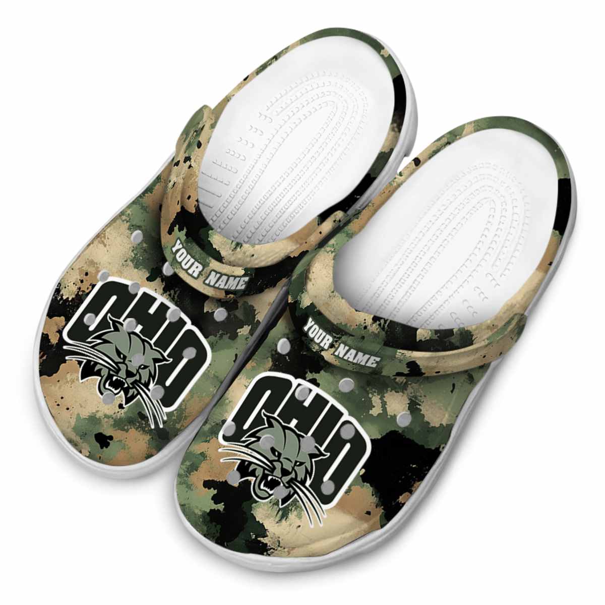 Merchidea Ohio Bobcats NCAA Sport Crocs Crocband Clogs Shoes Comfortable For Men Women and Kids