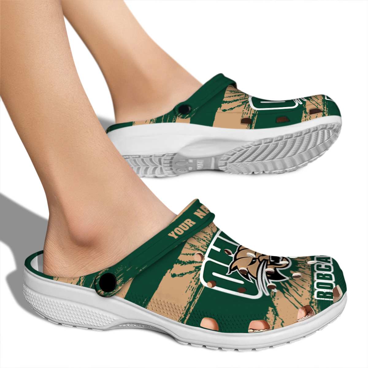 Merchidea Ohio Bobcats NCAA Sport Crocs Crocband Clogs Shoes Comfortable For Men Women and Kids