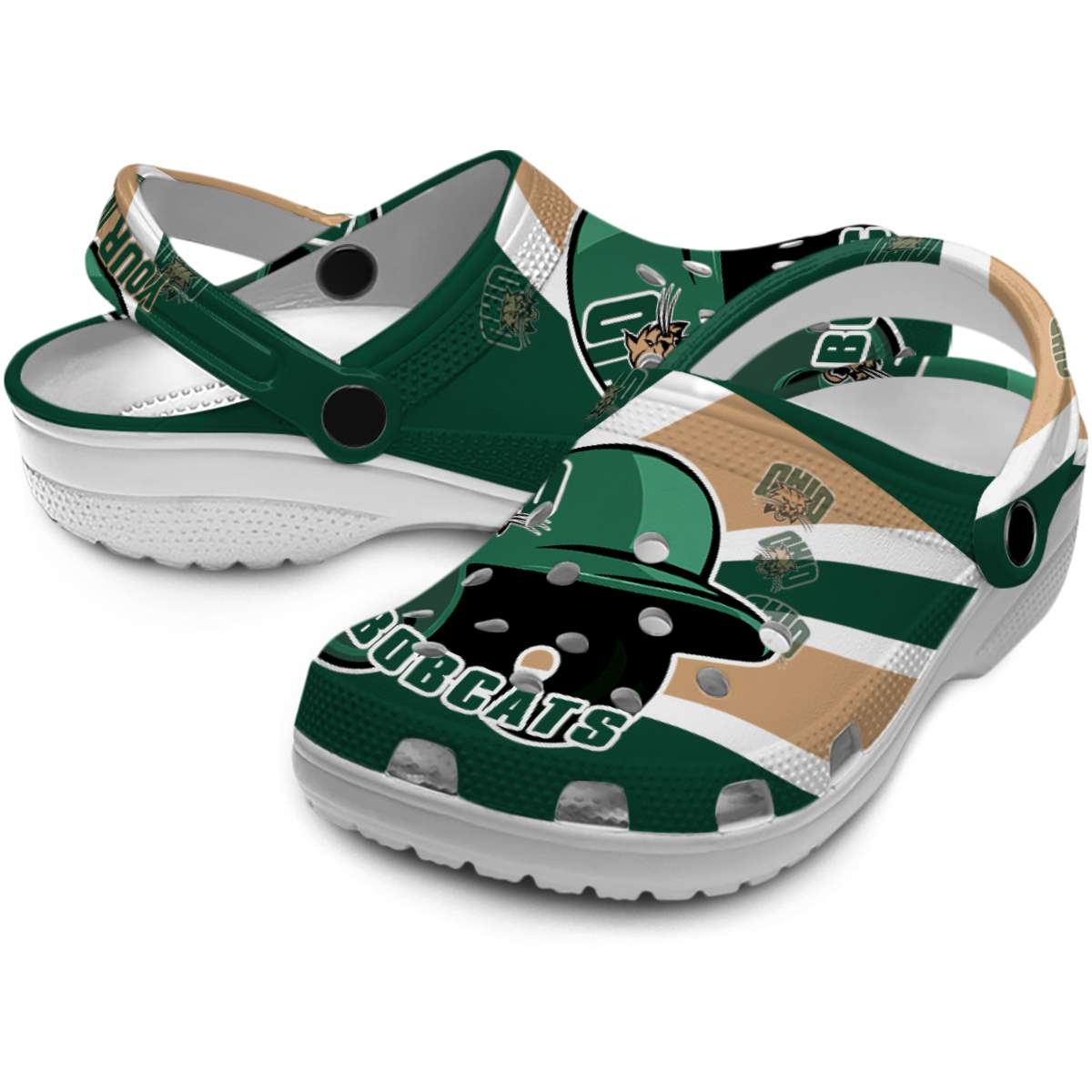 Merchidea Ohio Bobcats NCAA Sport Crocs Crocband Clogs Shoes Comfortable For Men Women and Kids