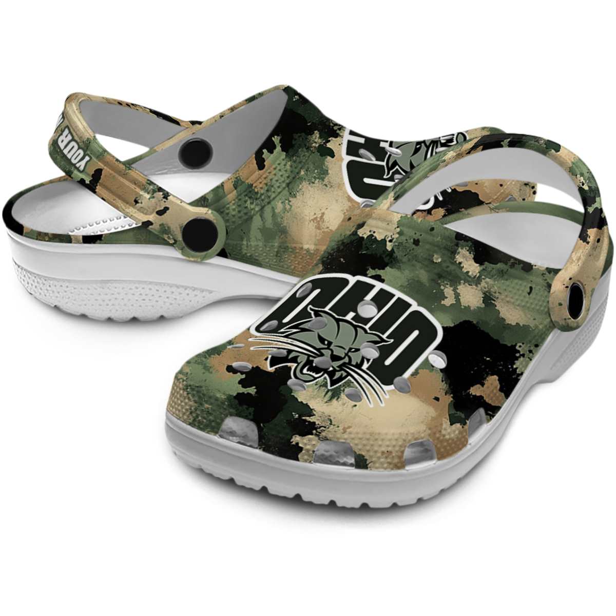 Merchidea Ohio Bobcats NCAA Sport Crocs Crocband Clogs Shoes Comfortable For Men Women and Kids
