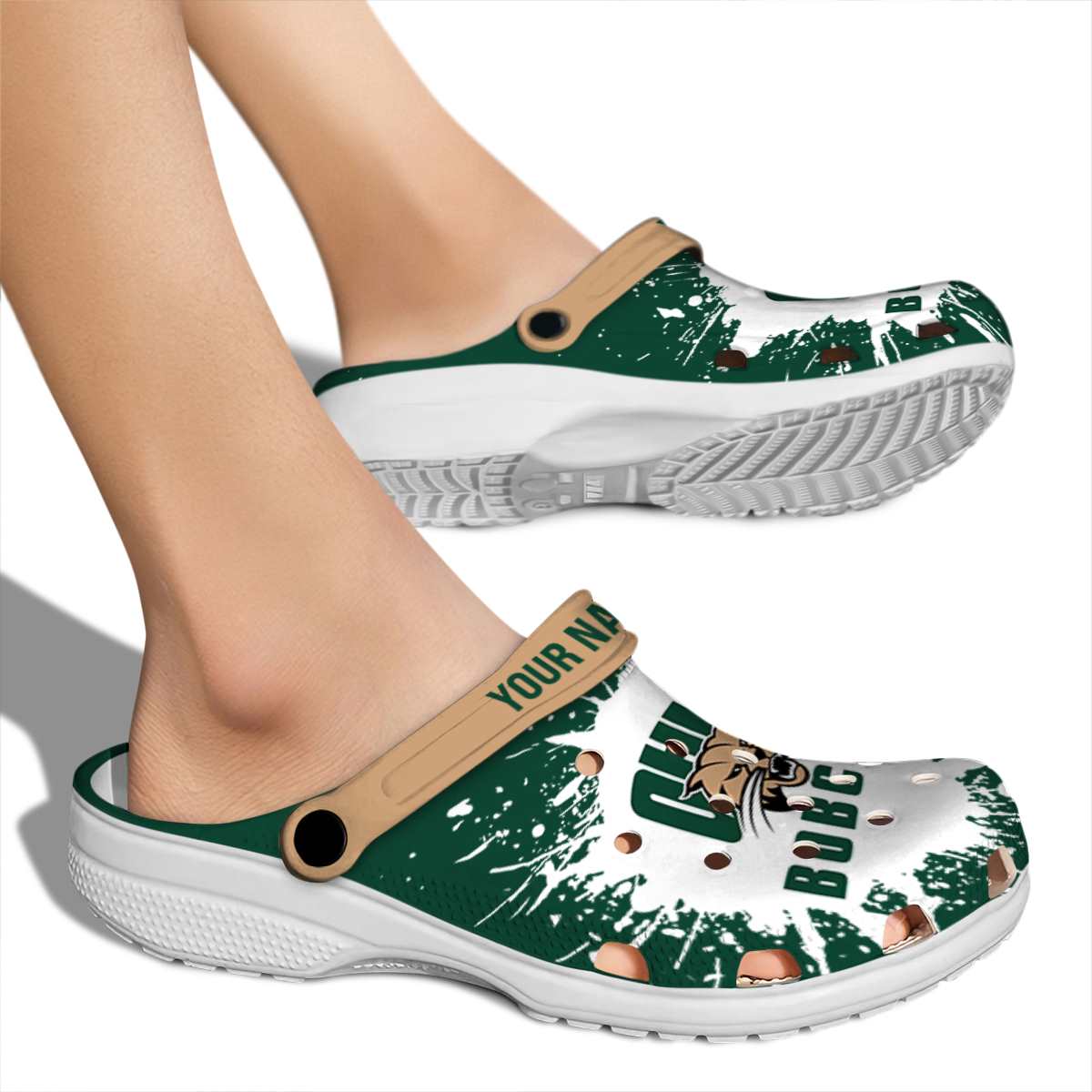 Merchidea Ohio Bobcats NCAA Sport Crocs Crocband Clogs Shoes Comfortable For Men Women and Kids