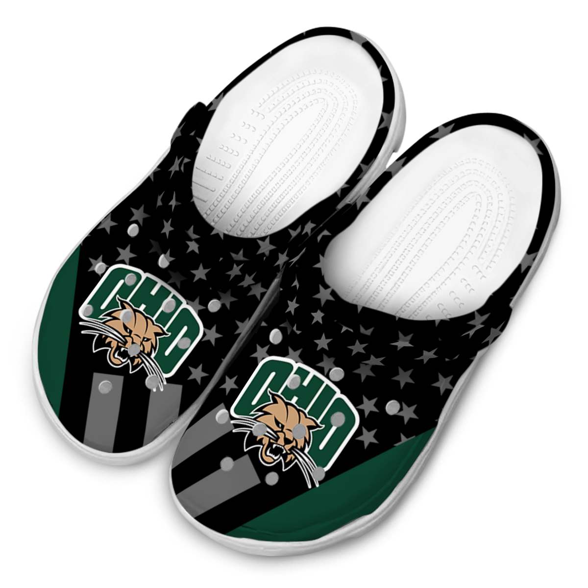 Merchidea Ohio Bobcats NCAA Sport Crocs Crocband Clogs Shoes Comfortable For Men Women and Kids