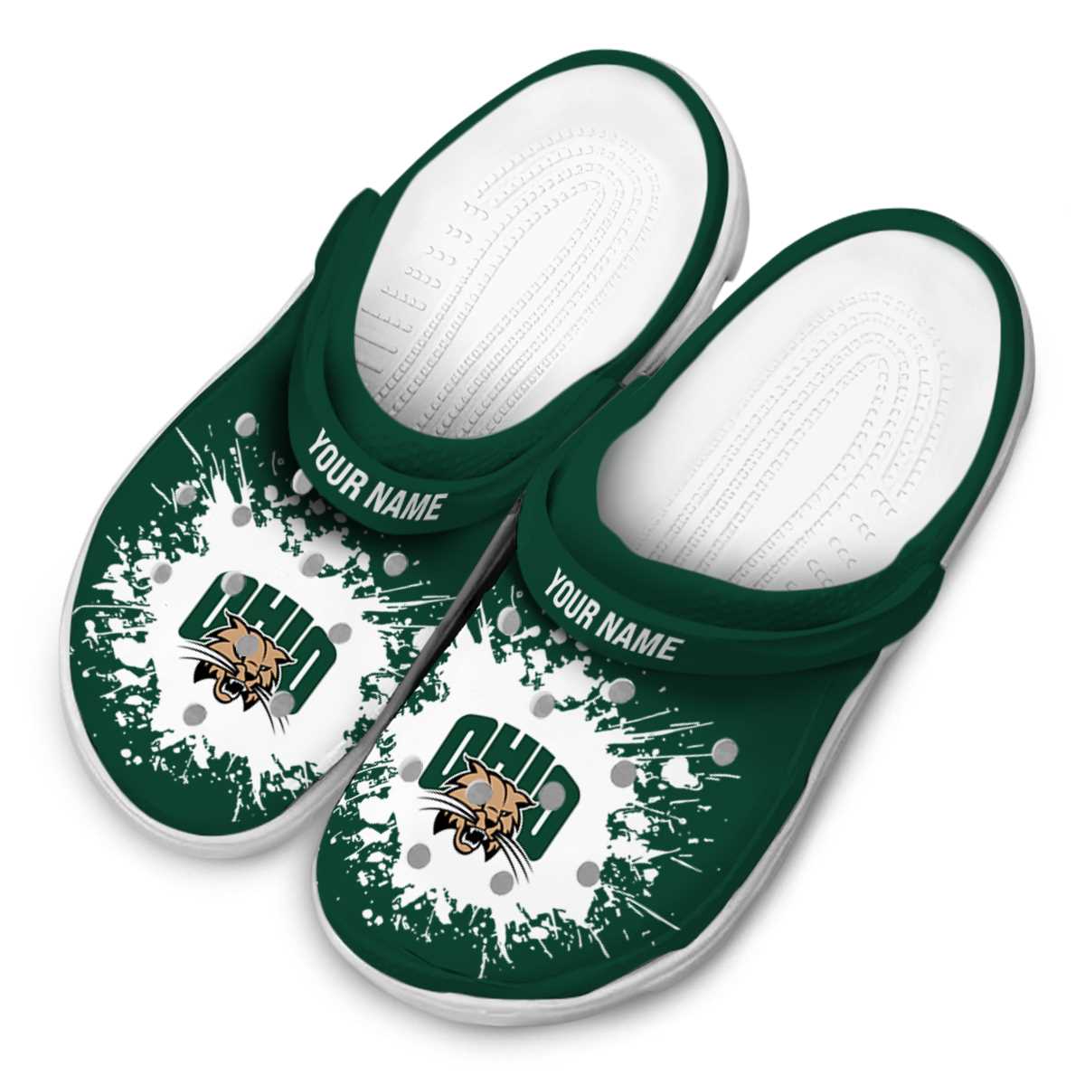 Merchidea Ohio Bobcats NCAA Sport Crocs Crocband Clogs Shoes Comfortable For Men Women and Kids