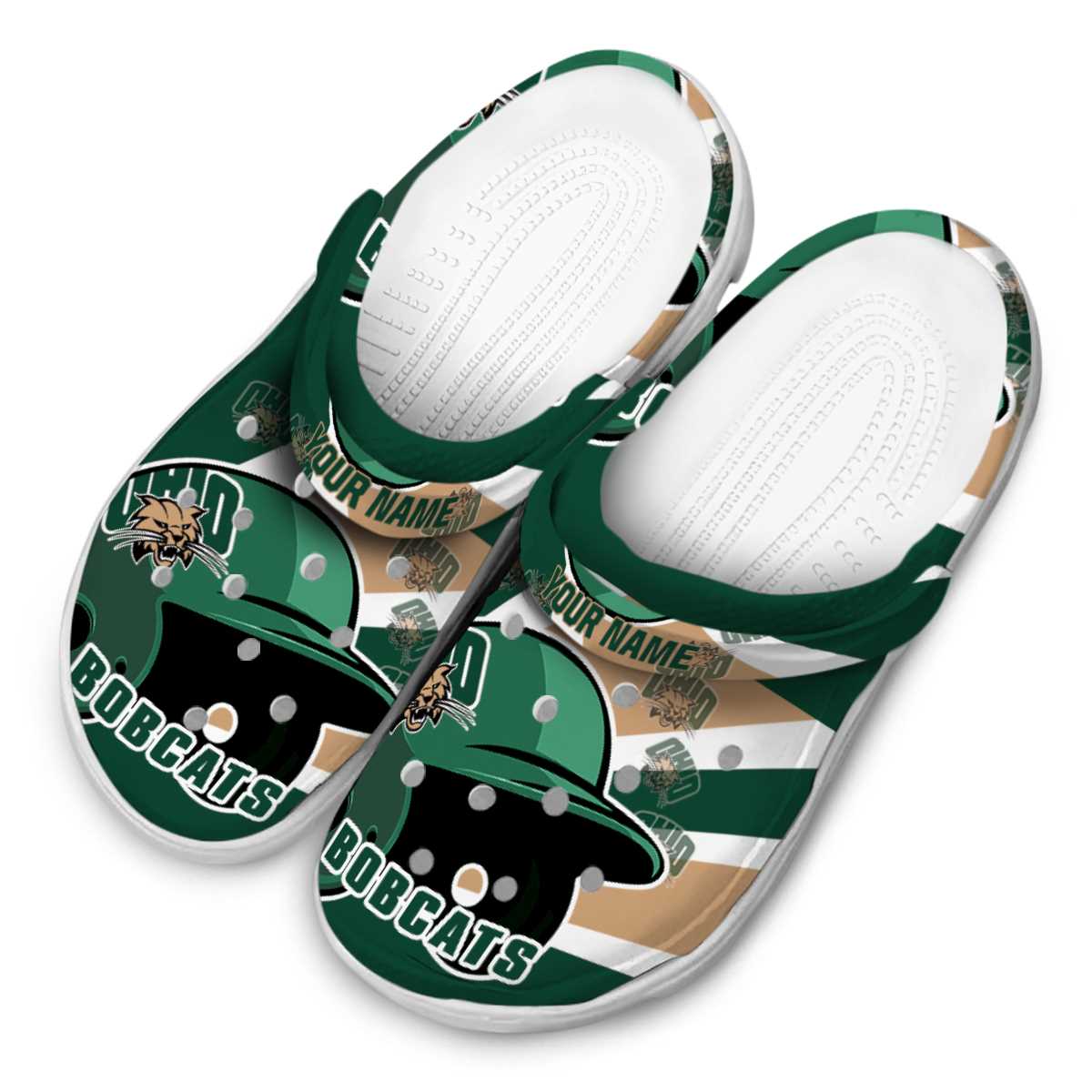 Merchidea Ohio Bobcats NCAA Sport Crocs Crocband Clogs Shoes Comfortable For Men Women and Kids