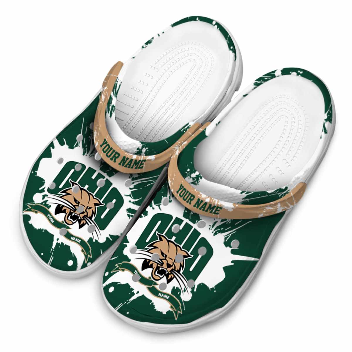 Merchidea Ohio Bobcats NCAA Sport Crocs Crocband Clogs Shoes Comfortable For Men Women and Kids