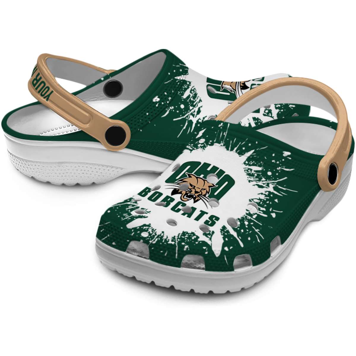 Merchidea Ohio Bobcats NCAA Sport Crocs Crocband Clogs Shoes Comfortable For Men Women and Kids