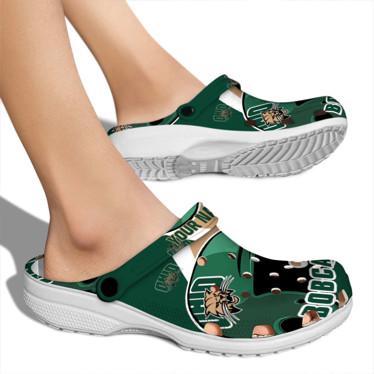 Merchidea Ohio Bobcats NCAA Sport Crocs Crocband Clogs Shoes Comfortable For Men Women and Kids