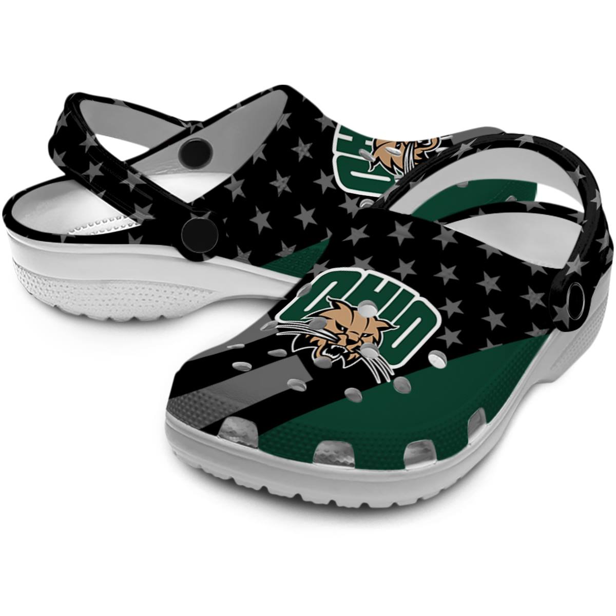 Merchidea Ohio Bobcats NCAA Sport Crocs Crocband Clogs Shoes Comfortable For Men Women and Kids
