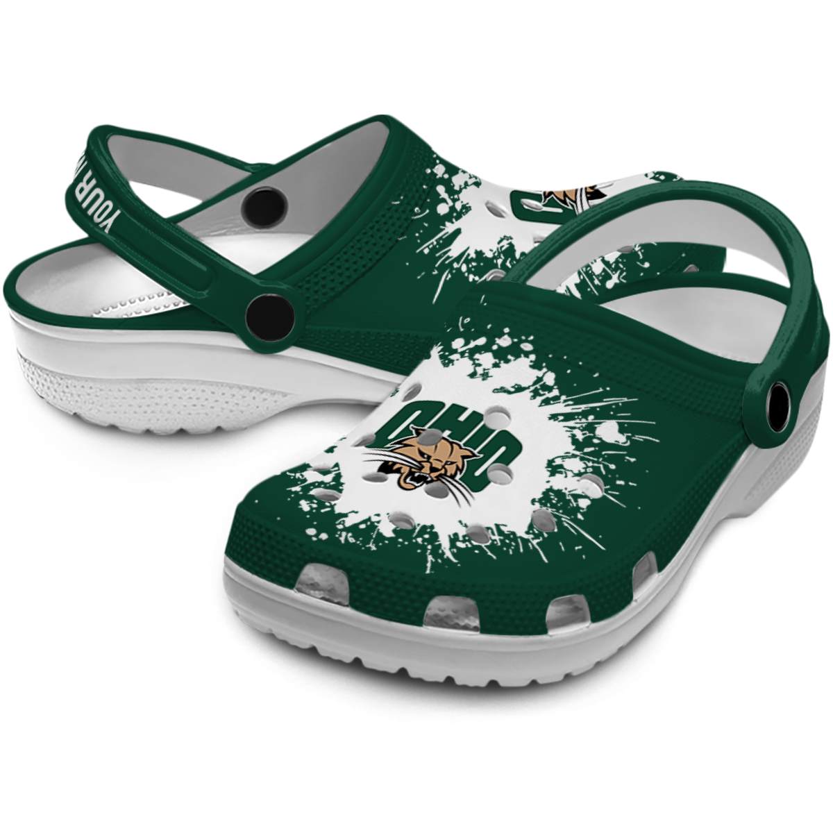 Merchidea Ohio Bobcats NCAA Sport Crocs Crocband Clogs Shoes Comfortable For Men Women and Kids
