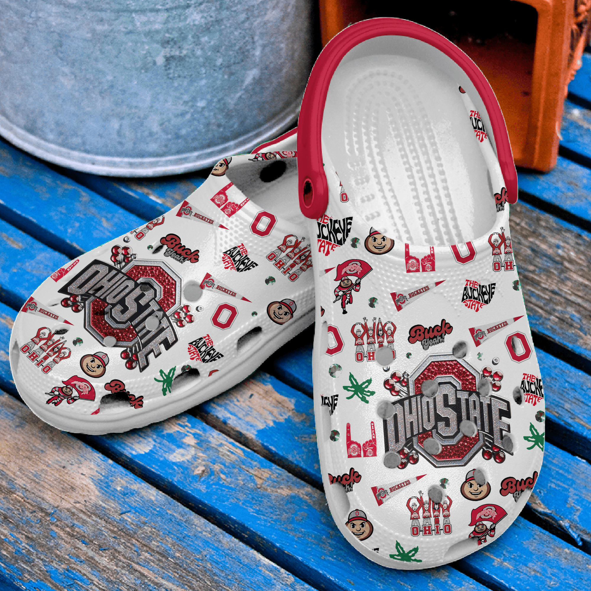 Merchidea Ohio State Buckeyes NCAA Sport Crocs Crocband Clogs Shoes Comfortable For Men Women and Kids