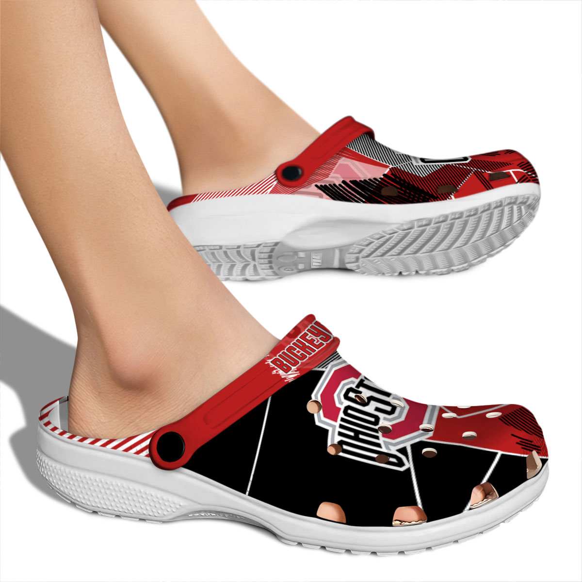 Merchidea Ohio State Buckeyes NCAA Sport Crocs Crocband Clogs Shoes Comfortable For Men Women and Kids