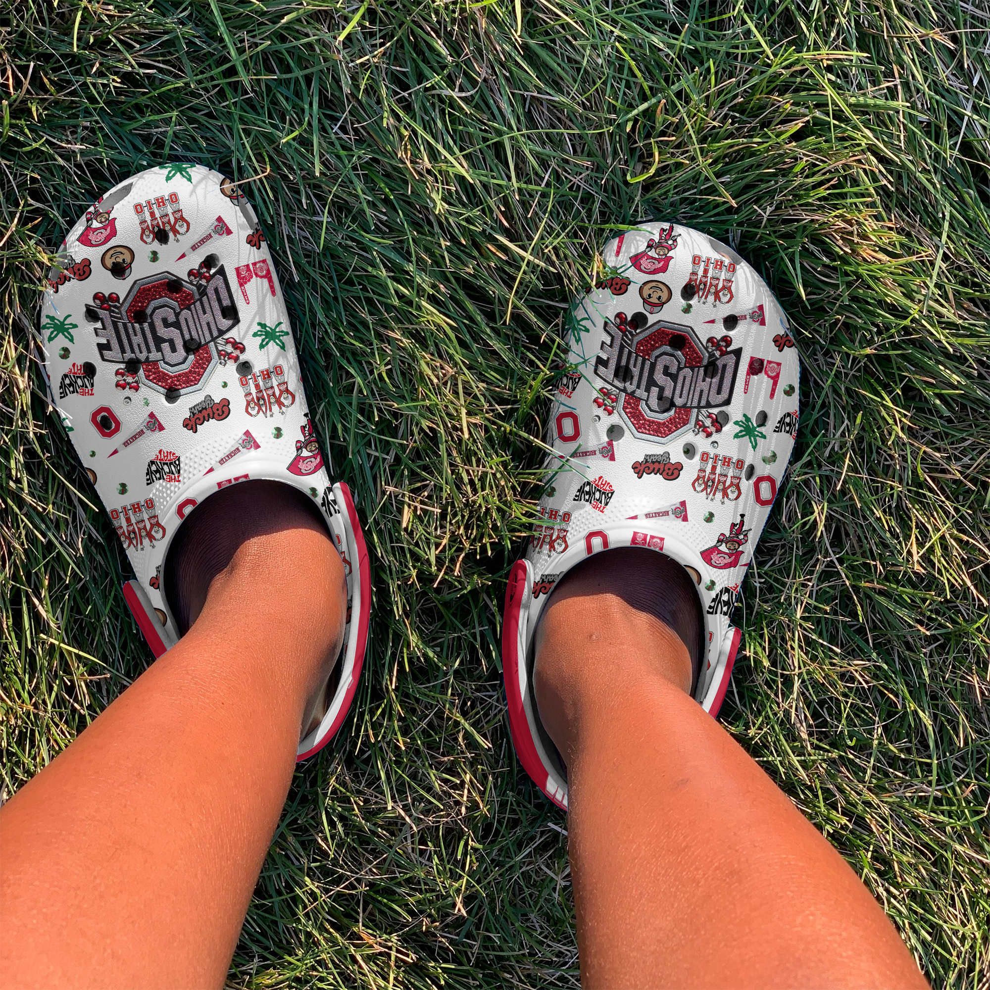 Merchidea Ohio State Buckeyes NCAA Sport Crocs Crocband Clogs Shoes Comfortable For Men Women and Kids