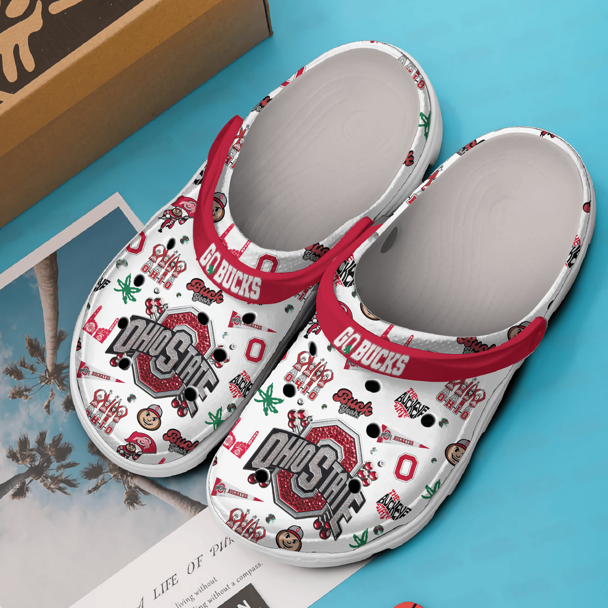 Merchidea Ohio State Buckeyes NCAA Sport Crocs Crocband Clogs Shoes Comfortable For Men Women and Kids