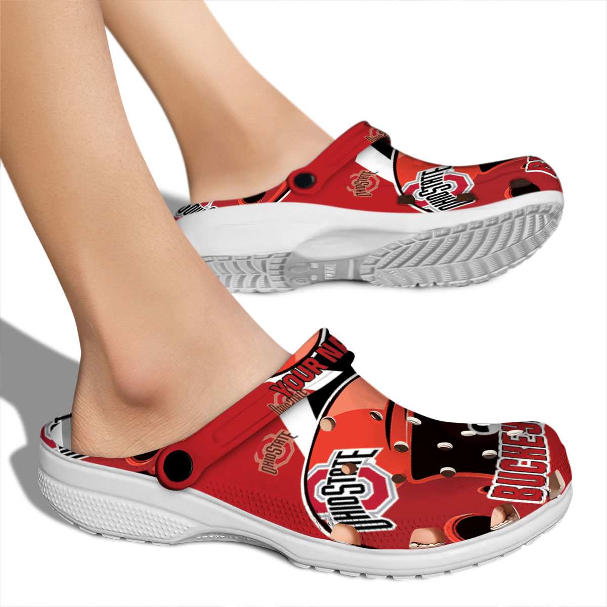 Merchidea Ohio State Buckeyes NCAA Sport Crocs Crocband Clogs Shoes Comfortable For Men Women and Kids