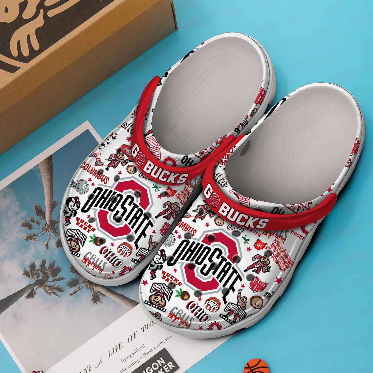 Merchidea Ohio State Buckeyes NCAA Sport Crocs Crocband Clogs Shoes Comfortable For Men Women and Kids